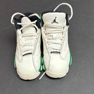 Kids Jordan 13 Sneakers in Cream and Green